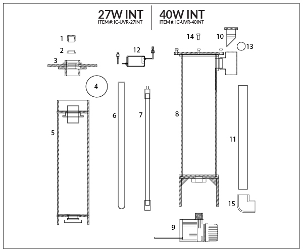 IceCap Internal UV 27w and 40w Parts Explosion
